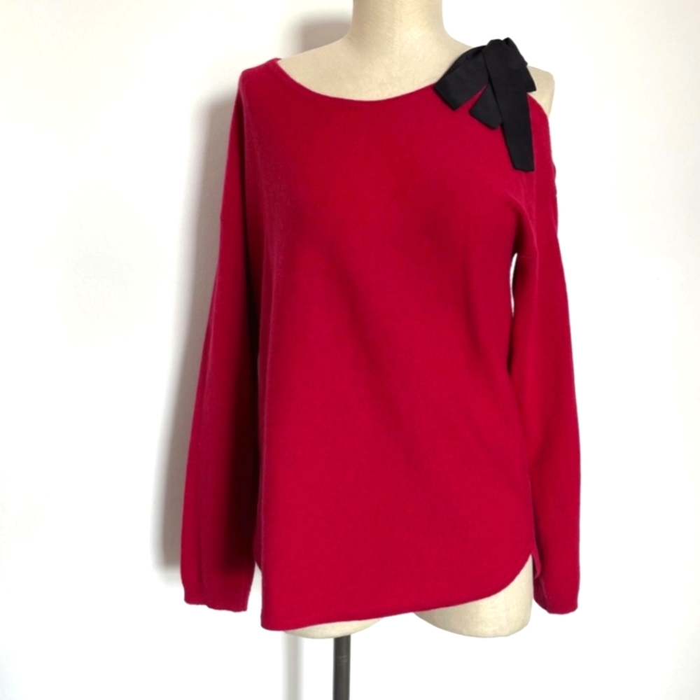 Raspberry Cashmere Bow Tie Sweater Comptoir des Cotonniers